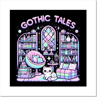 Gothic Tales Pastel Goth Library Kawaii Cute Chibi Posters and Art